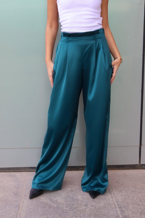 Satin Muse Pants in Petrol Blue - Image 3
