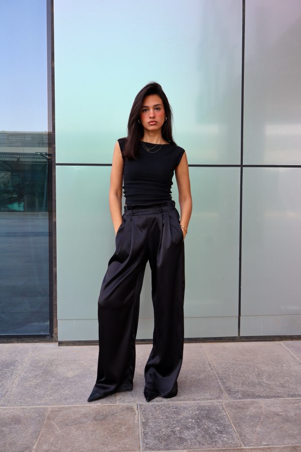 Satin Muse Pants in Black