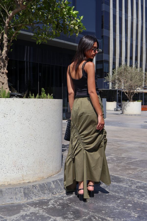 Ruched Skirt in Olive - Image 5