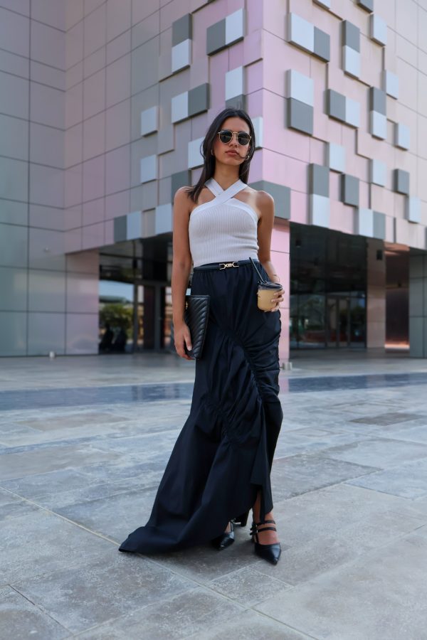 Ruched Skirt in Black - Image 4