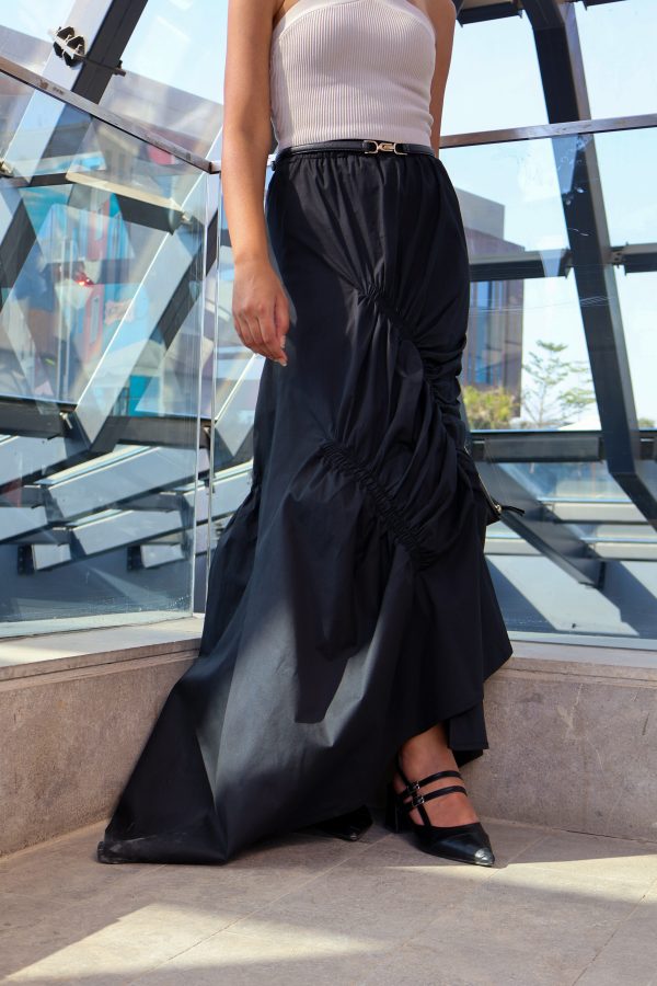 Ruched Skirt in Black - Image 2