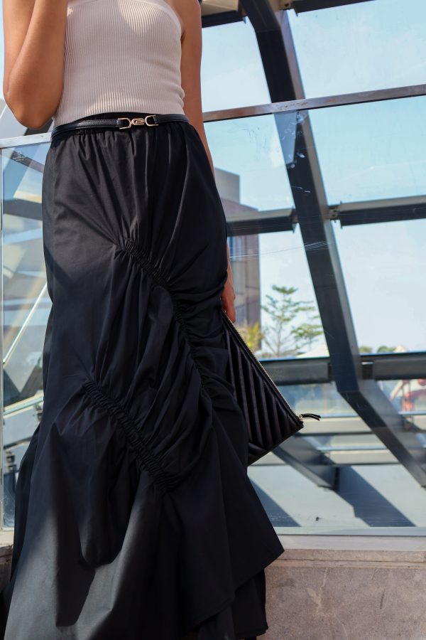 Ruched Skirt in Black - Image 3