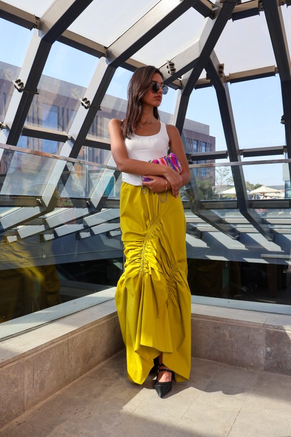 Ruched Skirt in Lime - Image 5