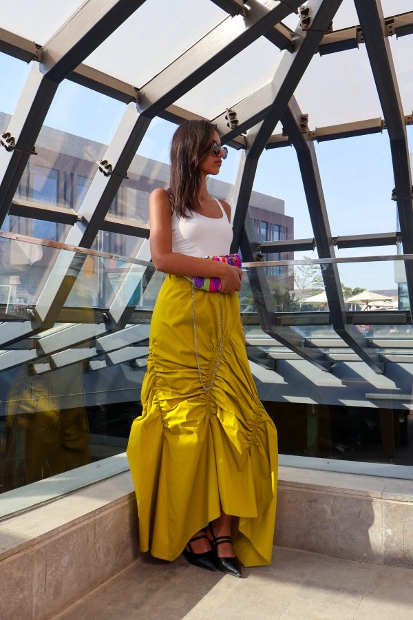 Ruched Skirt in Lime